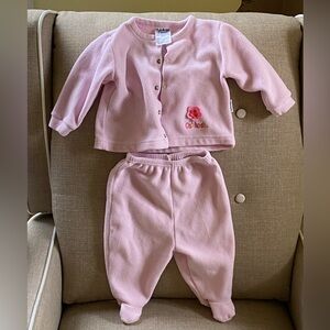 Oshkosh Vintage Pink Fleece Baby Footed Set